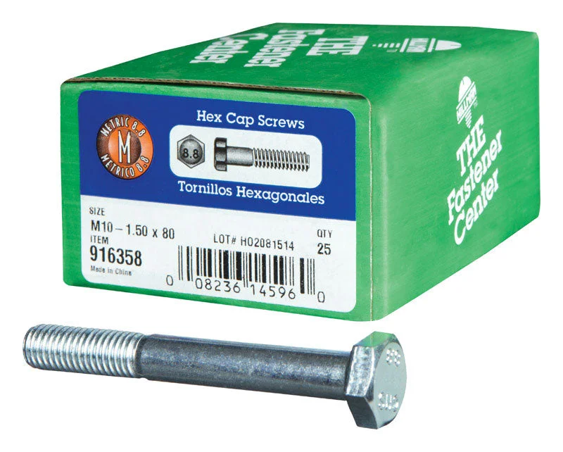 Screws for Concrete and Masonry Work-HILLMAN M10-1.50 mm D X 80 mm L Heat Treated Steel Hex Head Cap Screw 25 pk