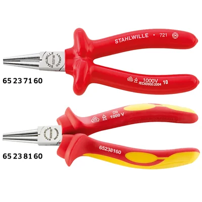 Pliers for Cutting, Gripping, and Crimping-Stahlwille 65238160 6523 VDE Round Nose Pliers, Short, 160mm