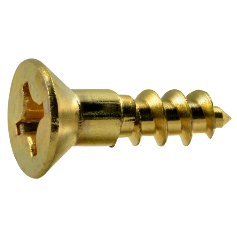 Pan Head Screws for Secure Fastening-#10 x 3/4" Brass Phillips Flat Head Wood Screws