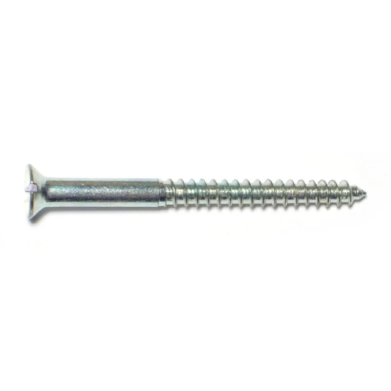 Screws for Structural Joinery in Woodworking-#8 x 2" Zinc Plated Steel Slotted Flat Head Wood Screws