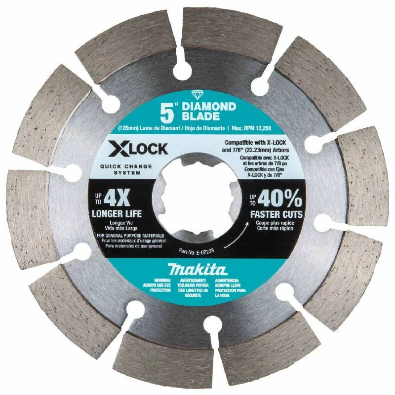 Multi-Tasking Saw Blades for Tough Construction Projects-Makita E-07238 X-LOCK 5" Segmented Diamond Blade for Masonry Cutting