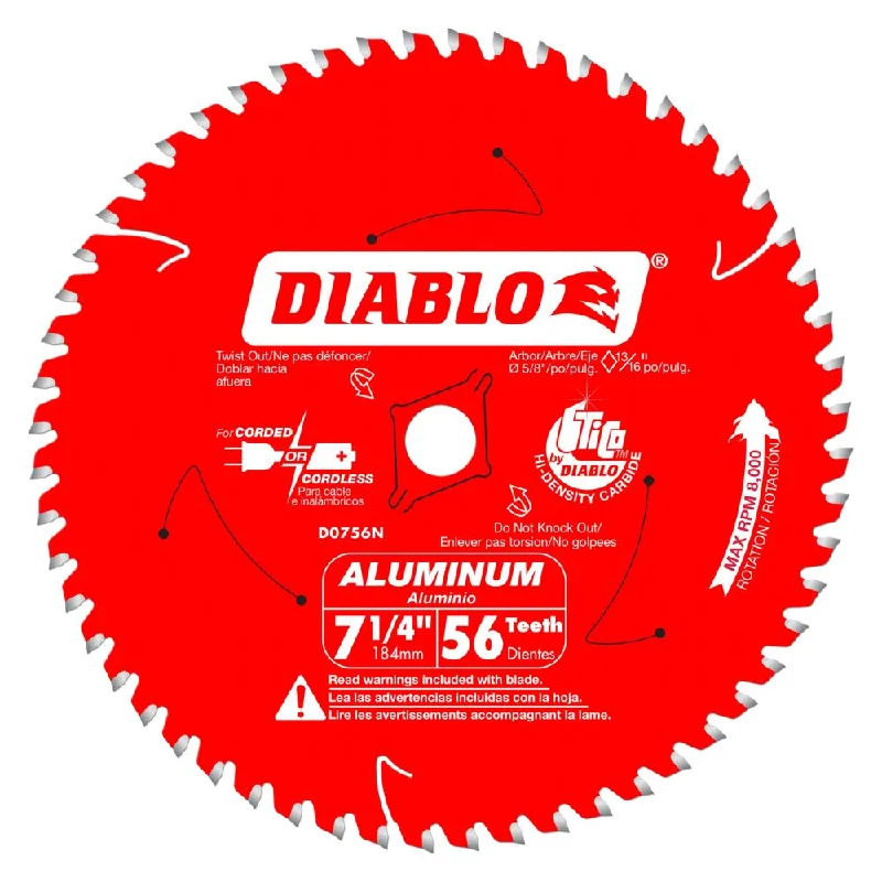 Deep Cut Saw Blades for Thick Wood Cutting-Diablo D0756N 7-1/4" x 56 Non Ferrous/Plastic TCG Saw Blade