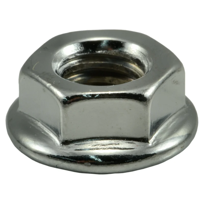 Stainless Steel Nuts for Marine Equipment-5/16"-18 Chrome Plated Steel Coarse Thread Flange Nuts (6 pcs.)