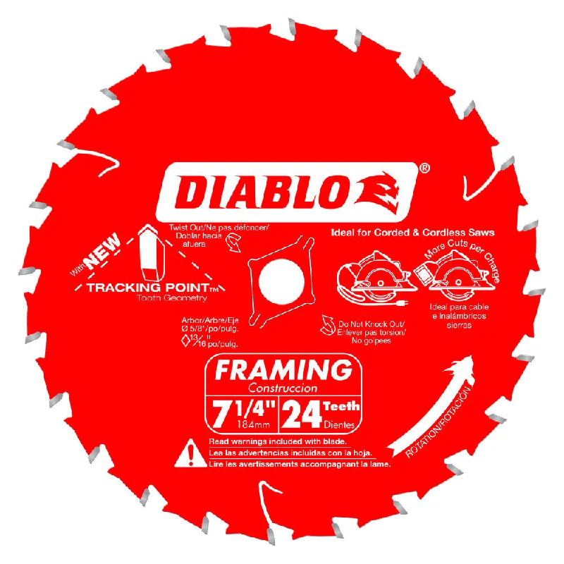 High-Performance Circular Saw Blades for Construction-Diablo D0724A 7-1/4" x 24 Tooth Framing Saw Blade