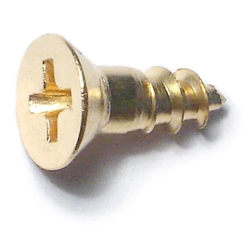 Screws for Attaching Handrails and Stairs-#8 x 1/2" Brass Phillips Flat Head Wood Screws