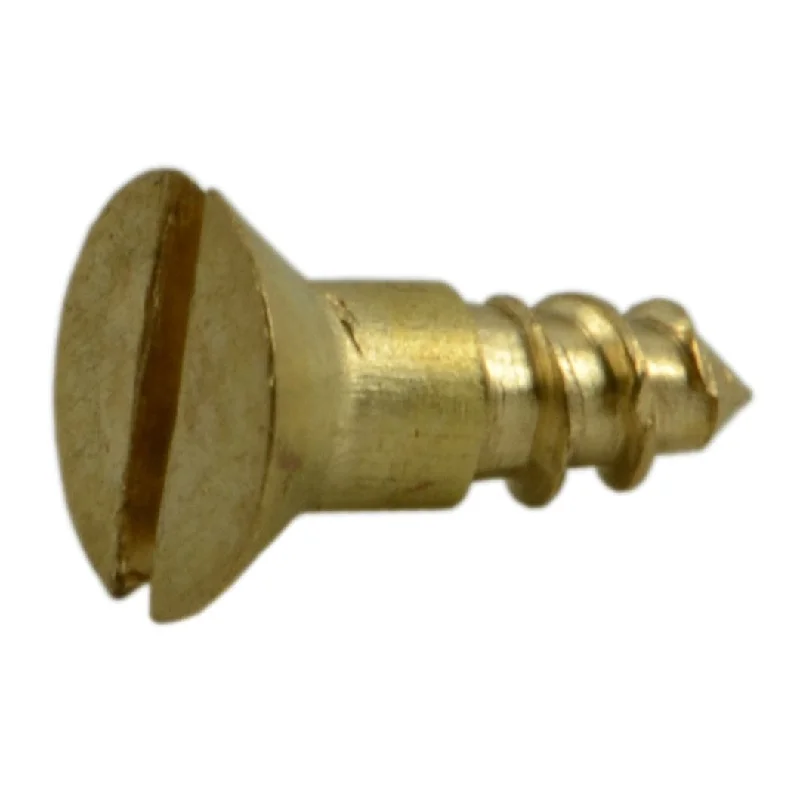 Sheet Metal Screws for DIY Projects-#2 x 1/4" Brass Slotted Flat Head Wood Screws (72 pcs.)