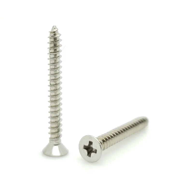 Pan-Head Screws for Secure Mounting-100 Qty #4 x 1" Flat Head 304 Stainless Phillips Head Wood Screws (BCP108)