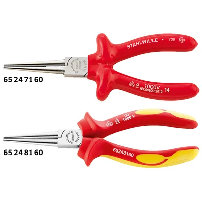 Professional Needle Nose Pliers for Detail Work-Stahlwille 65248160 6524 VDE Round Nose Pliers, Long, 160mm