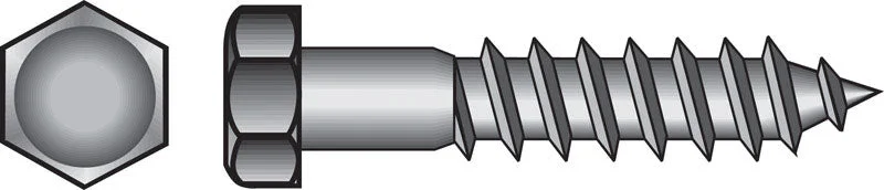 Screws for Mounting Appliances and Equipment-HILLMAN 3/8 in. X 1-1/2 in. L Hex Stainless Steel Lag Screw 25 pk