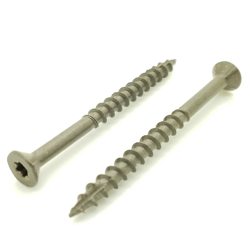 Screws for Construction and Building Projects-100 Qty #10 x 2-1/2" Inch Dark Tan Fence & Deck Screws | Torx Star Drive | Bit Included (BCP928)