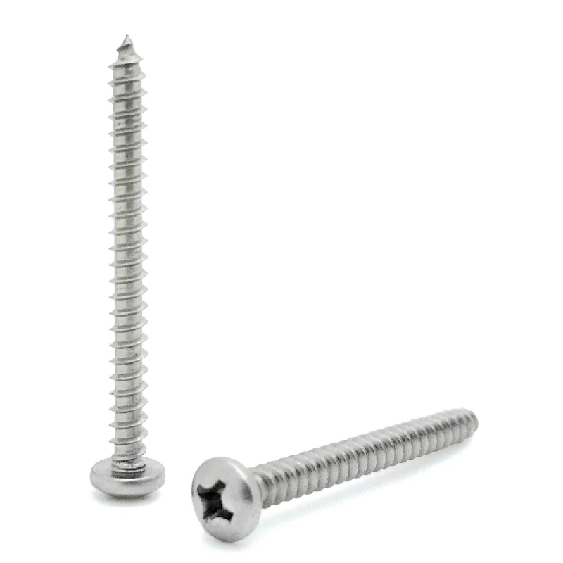 Flat-Head Screws for Low-Profile Finish-100 Qty #6 x 1-1/2" 304 Stainless Steel Phillips Pan Head Wood Screws (BCP605)