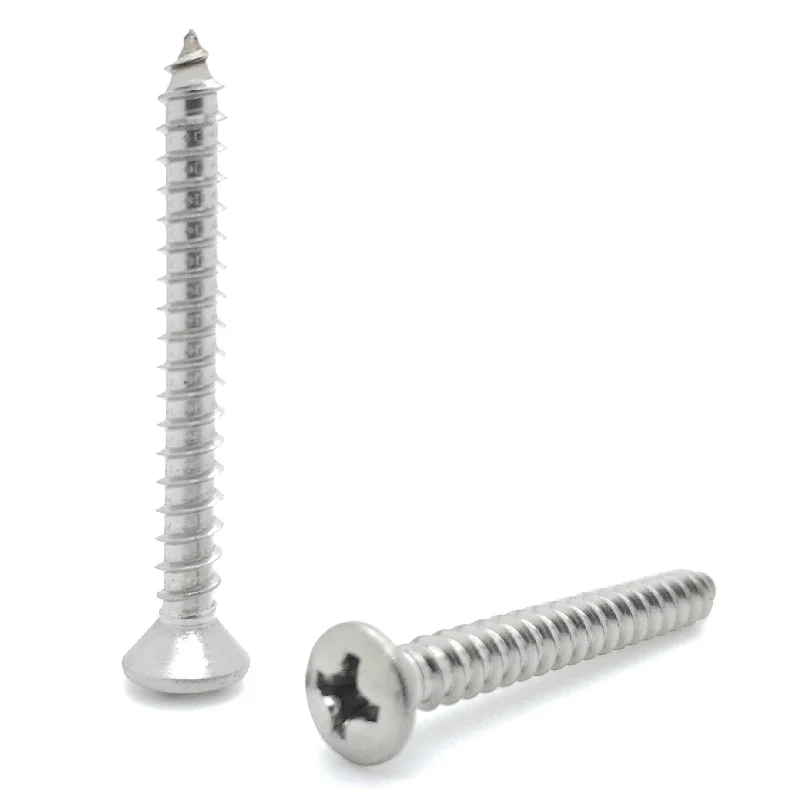 Screws for Fixing Electrical Panels and Boxes-Fifty (50) #8 x 1-1/2" Oval Head 304 Stainless Phillips Head Wood Screws (BCP629)