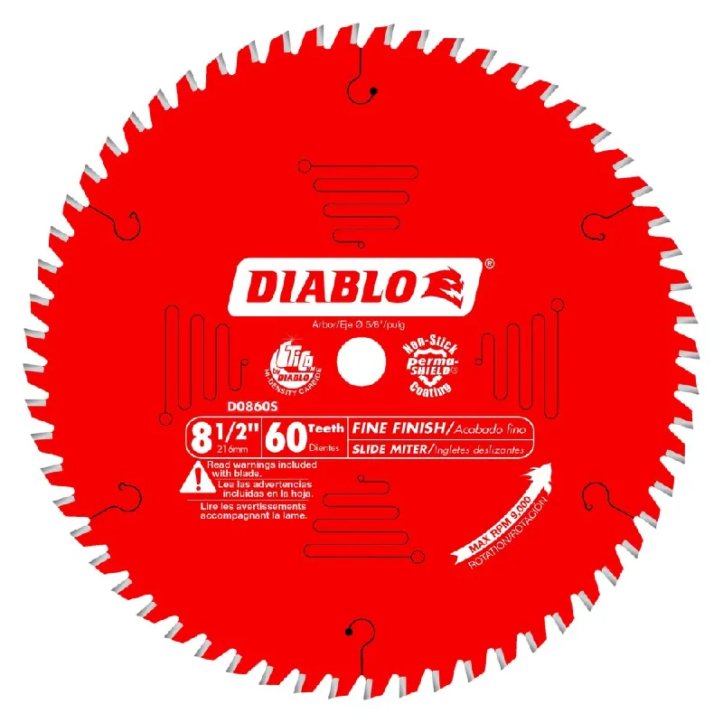 Steel Blade Saw Blades for Hard Metals-Diablo D0860S 8-1/2" x 60 x 5/8 Slide Miter Saw Blade