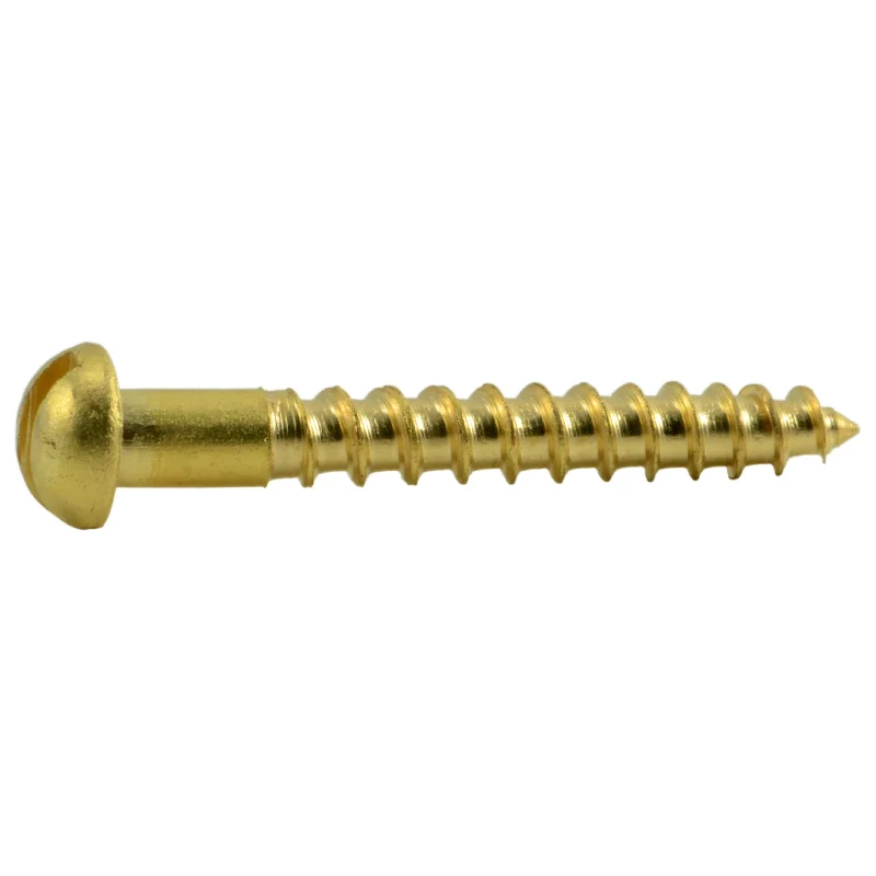 Screws for Framing and Carpentry Work-#4 x 7/8" Brass Slotted Round Head Wood Screws