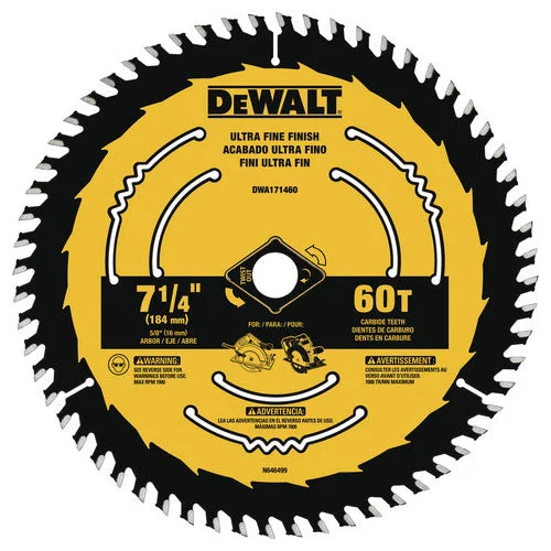 Fast-Cutting Saw Blades for Industrial Projects-DeWalt DWA171460 7-1/4" 60T Small Diameter Circular Saw Blade