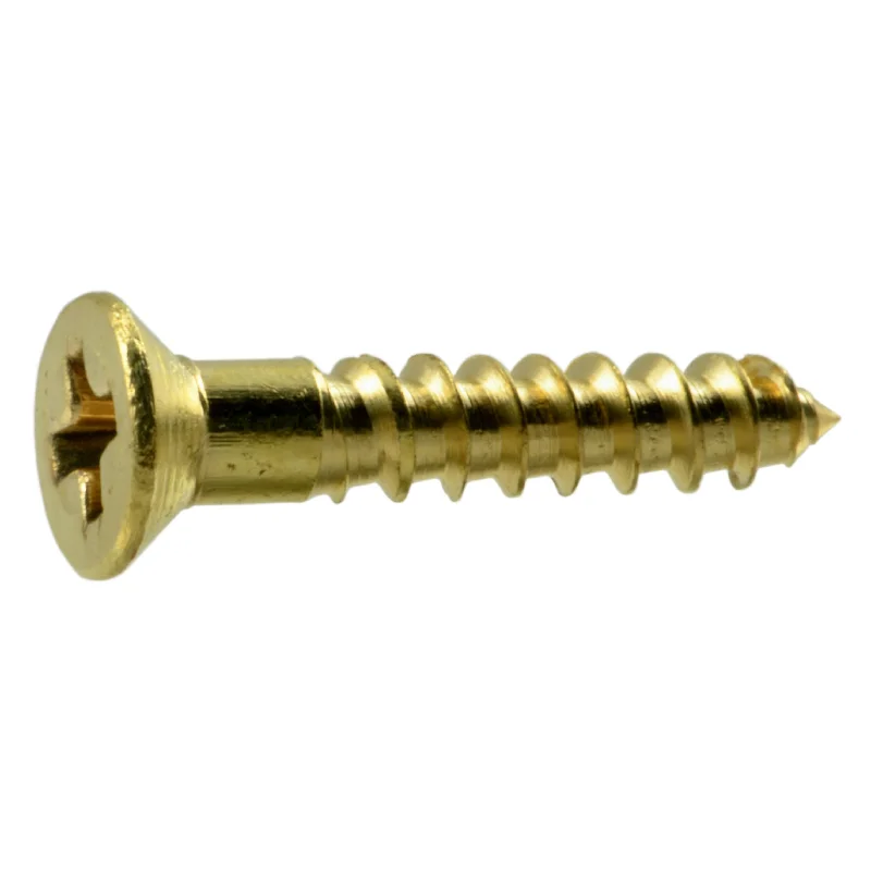 Screws for Secure Cabinet Hardware Mounting-#4 x 5/8" Brass Phillips Flat Head Wood Screws (100 pcs)