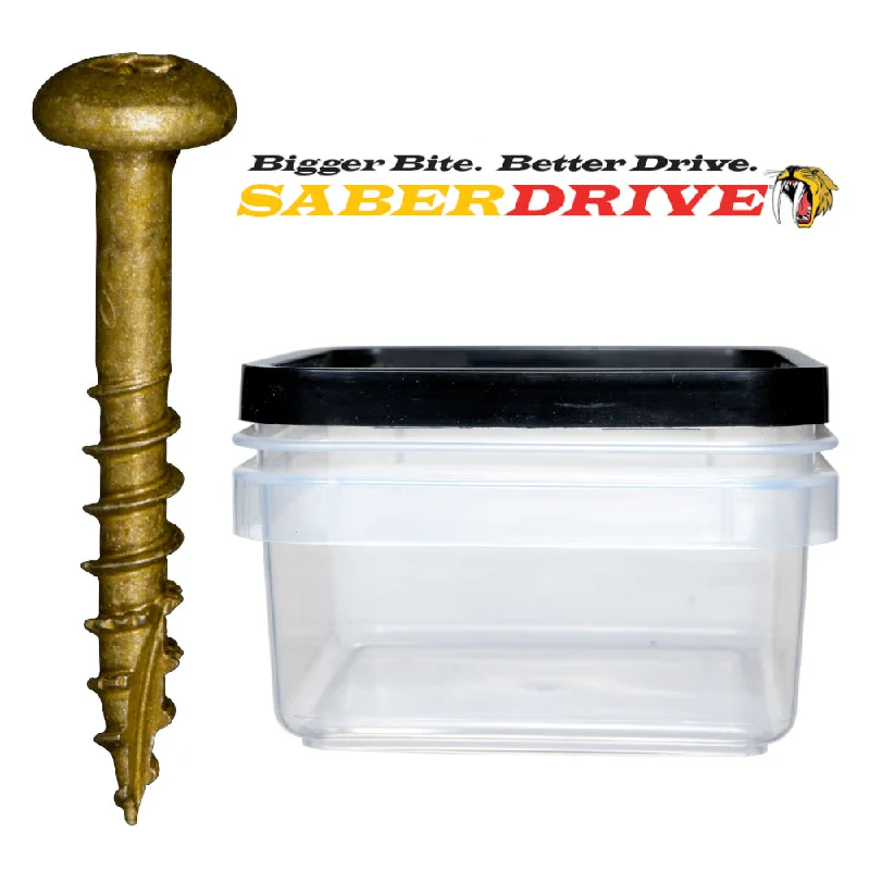 Screws for Mounting Window Frames and Trim-SaberDrive® TAN XL1500 Coated T-25 Star Drive Pan Head Exterior Deck Screws - 1 LB. Tubs