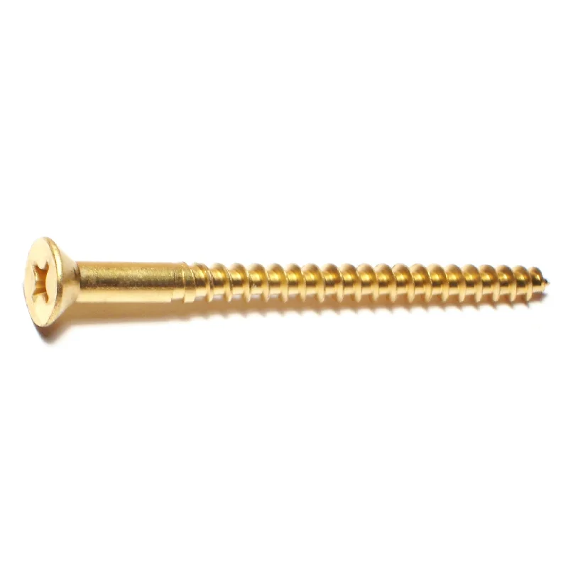 Screws for Mounting TV Brackets and Shelves-#12 x 3" Brass Phillips Flat Head Wood Screws