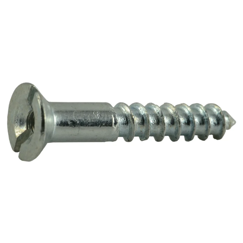 Large Screws for Structural Construction Projects-#8 x 1" Zinc Plated Steel Slotted Flat Tapped Head Wood Screws