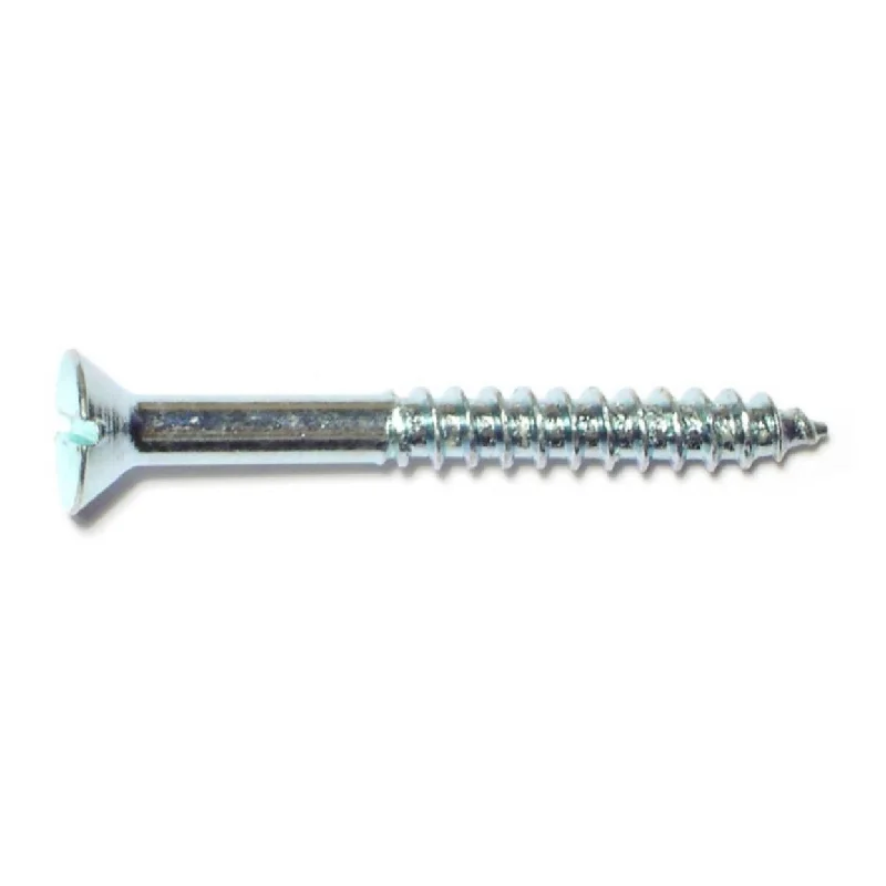 Screws for Fastening Pipe Fittings and Clamps-#8 x 1-1/2" Zinc Plated Steel Slotted Flat Head Wood Screws