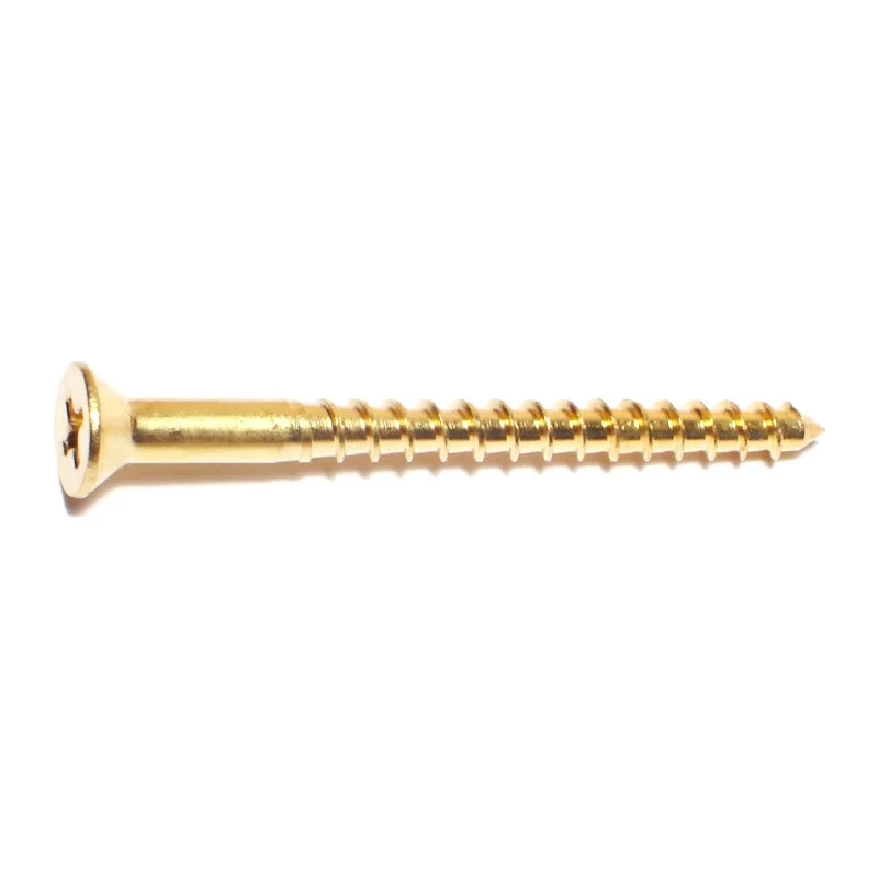 Screws with Torx Head for Extra Grip-#8 x 2" Brass Phillips Flat Head Wood Screws