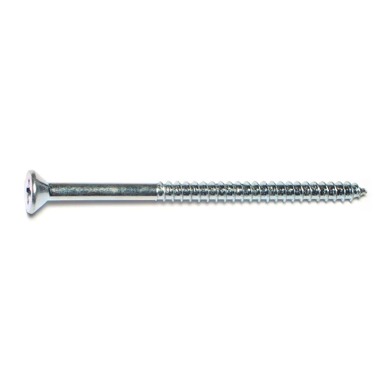 Wood Screws with Threaded Shaft for Strong Hold-#14 x 4" Zinc Plated Steel Phillips Flat Head Wood Screws