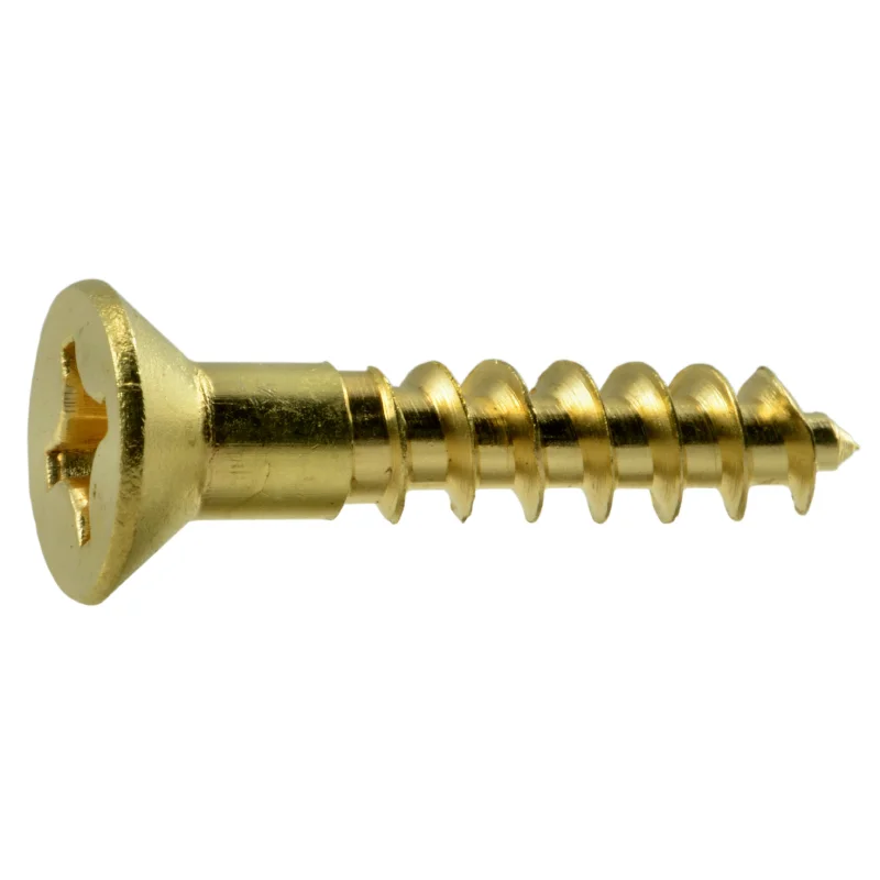 Screws for Attaching Hinges and Locks-#10 x 1" Brass Phillips Flat Head Wood Screws