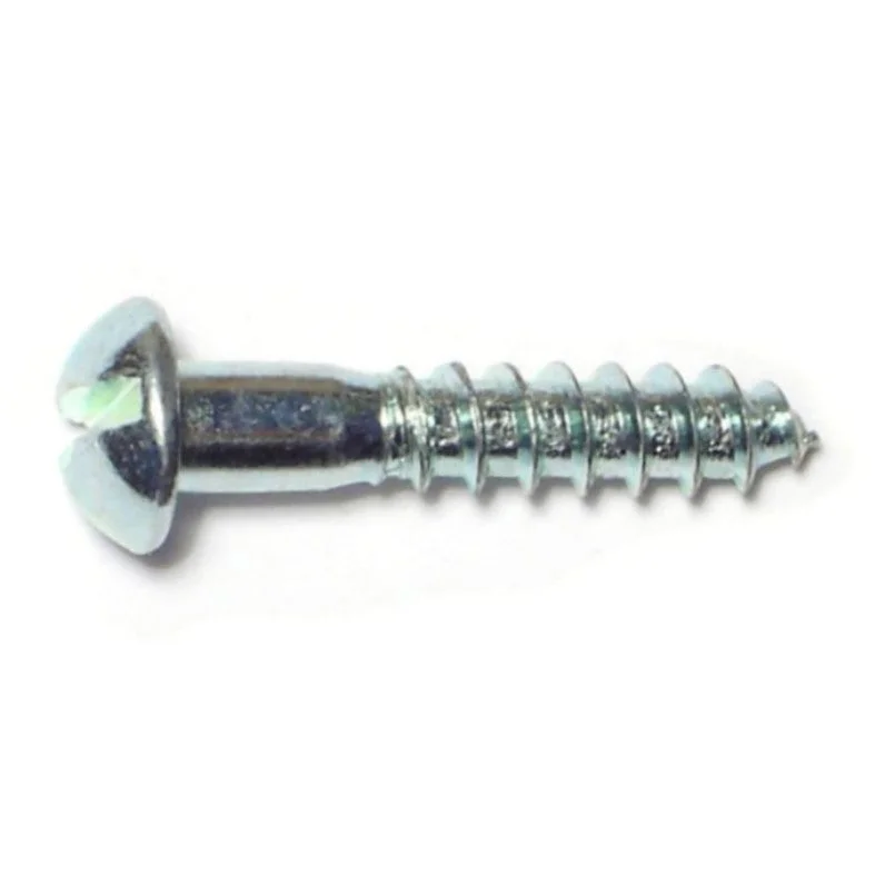 Screws for Outdoor Furniture and Decking-#8 x 7/8" Zinc Plated Steel Slotted Round Head Wood Screws