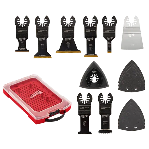 Band Saw Blades for Wood and Metal Cutting-Milwaukee 49-10-9114 MILWAUKEE® Universal Fit OPEN-LOK™ 15PC Oscillating Multi-Tool Blade Kit w/ Modular Case