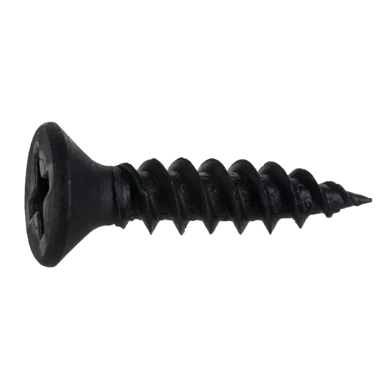 Screws for Securing Fixtures and Fittings-10 x 3/4" Black Phosphate Phillips Flat TwinFast Wood Cabinet Screws