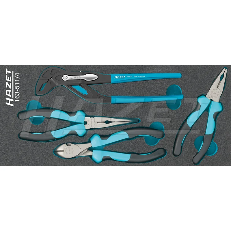 Steel Jaw Pliers for Heavy-Duty Use-Hazet 163-511/4 Pliers Set, 4 Pieces