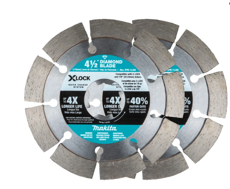 Large-Diameter Saw Blades for Cutting Wood Beams-X‑LOCK 4‑1/2" Segmented Diamond Blade for Masonry Cutting, 2/pk