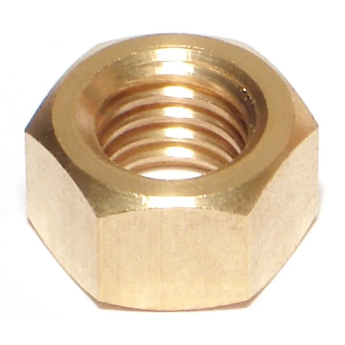 Hexagonal Nuts for Use with Bolts in Large Projects-1/2"-13 Brass Coarse Thread Finished Hex Nuts (8 pcs.)