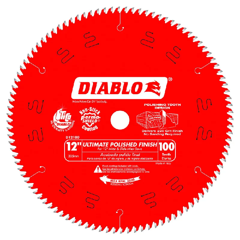 Circular Saw Blades for Smooth Wood Cutting-Diablo D12100X 12" x 100 Tooth Ultimate Polished Finish Saw Blade