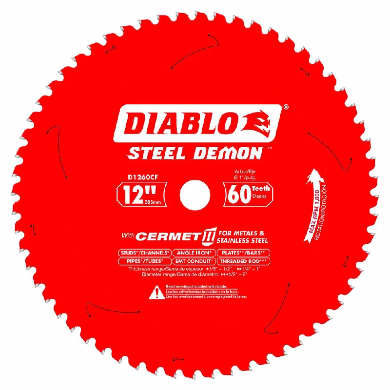 Fine-Grain Saw Blades for Metal Refining-Diablo D1260CF 12" x 60 TCG Ferrous Saw Blade