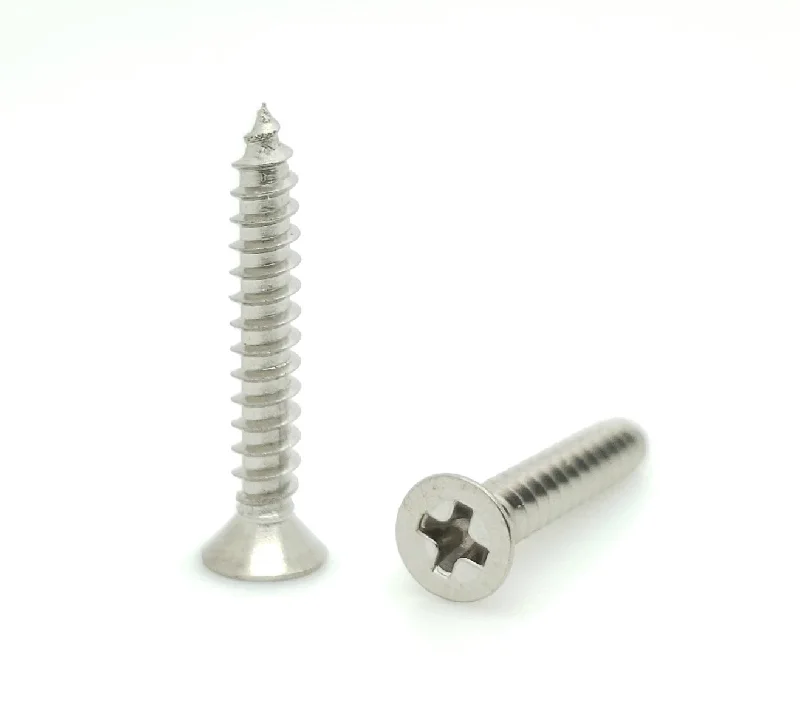 Heavy-Duty Screws for Large Construction Projects-100 Qty #4 x 3/4" Flat Head 304 Stainless Phillips Head Wood Screws (BCP106)